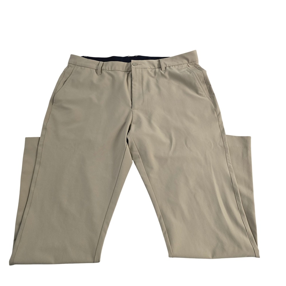 Men's Khaki Stretch Polyester Spandex‎ Golf Dress Casual Pants Size 38x32
